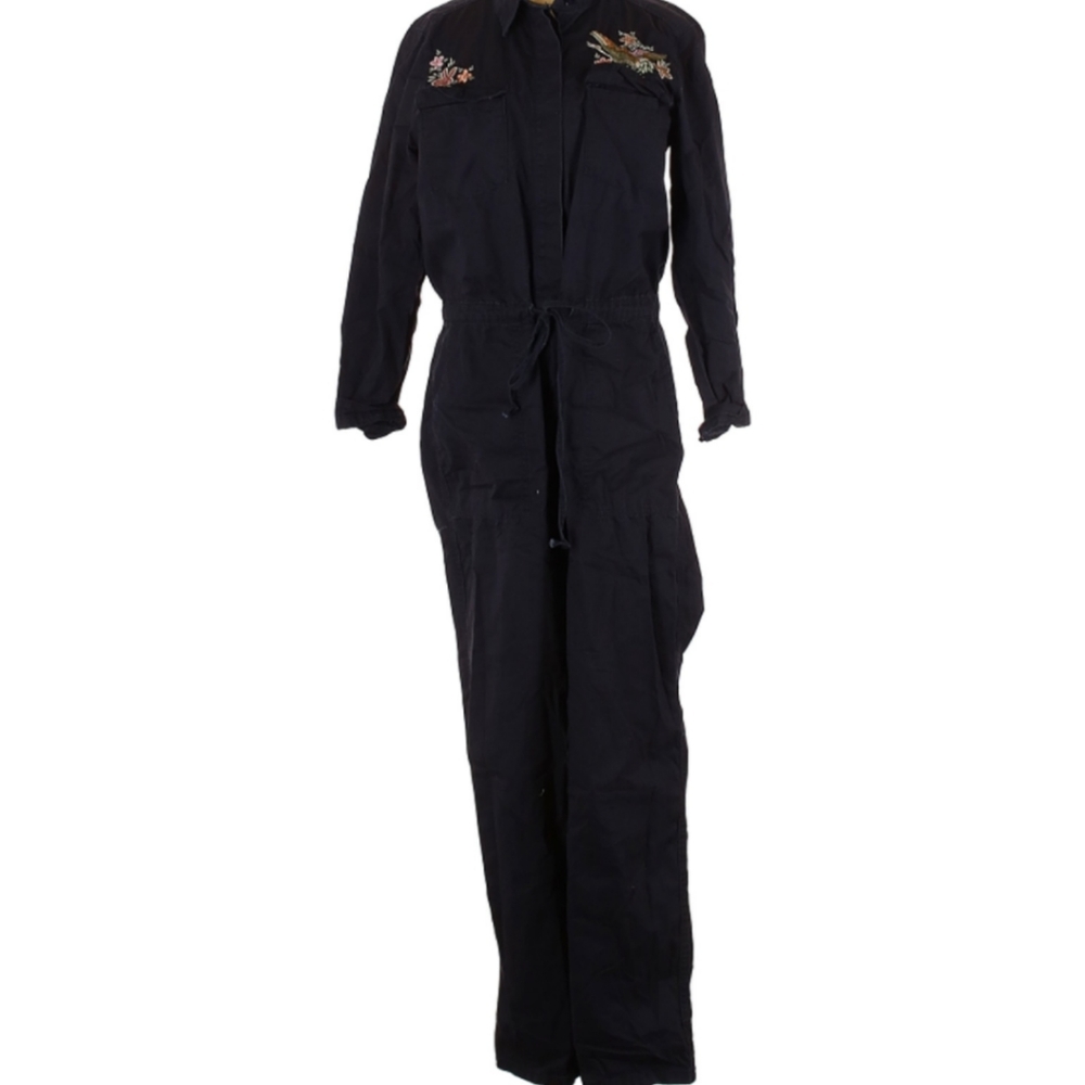 Embroidered navy jumpsuit - Picture 2 of 4
